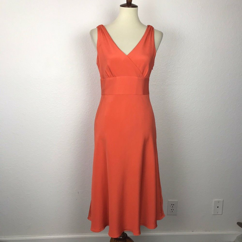 J.Crew Silk Orange Lined Fit Flare Dress